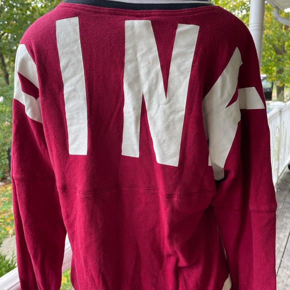 Victoria’s Secret PINK Crimson Red Varsity Crew French Terry Pullover Sweatshirt - Picture 6 of 8